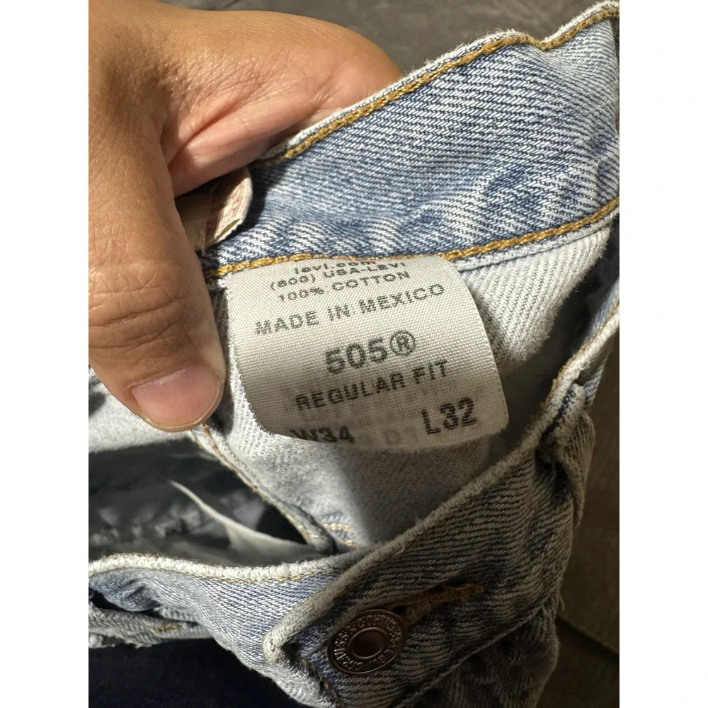 2005 Men's Levi's‎ 505 34x32 Y2K Light Wash Blue Jeans Regular Fit